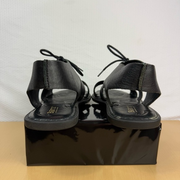 Born Womens Sandal Size 10 Black Leather Flat Ankle Lace Up Gladiator Open Toe - Picture 5 of 8